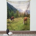 thumbnail image 1 of Farm Animal Tapestry, Beautiful Nature Landscape with Cows Grazing in Meadow at Sunrise Photo, Wall Hanging for Bedroom Living Room Dorm Decor, 60"W X 80"L, Multicolor, by Ambesonne, 1 of 2