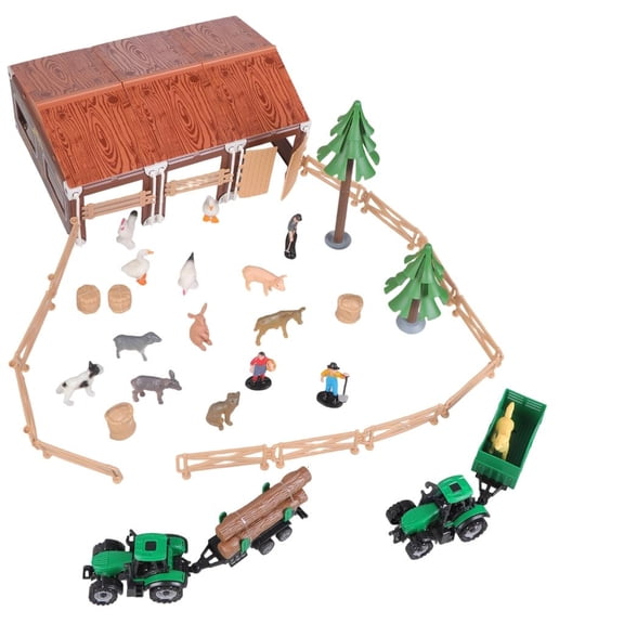Farm Animal Toy Set Plastic Farm Animal Figurines Tractor Fence Toy Farm Playset