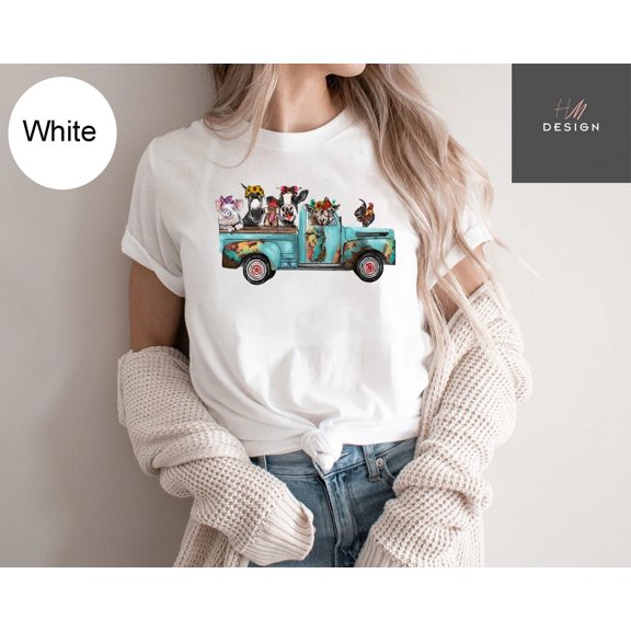 Farm Animal Truck Shirt For Birthday Gift For Women, Farm Animal Shirt For Women, Cute Far
