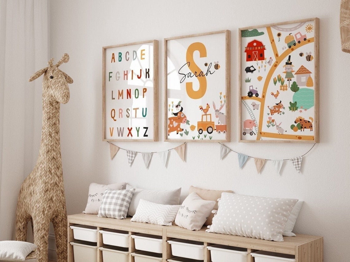Farm Animal Wall Art Print, Barnyard Nursery Decor - Walmart.com
