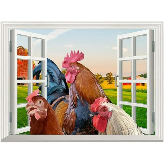 Farm Animal Wall Stickers Animal Rooster Wall Decals Peel and Stick DIY Decor Art Mural Animals Decals for Door Wall Decoration