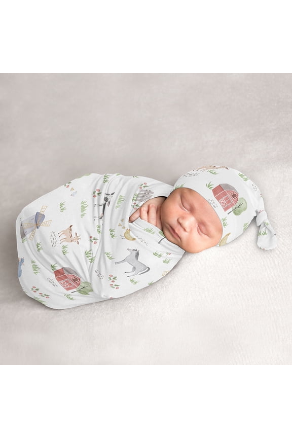 Farm Animals Baby Cocoon and Beanie Hat Sleep Sack Set by Sweet JoJo Designs