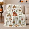 thumbnail image 1 of Farm Animals with Barn and Christmas Greenery, Rustic Holiday Style for Farm Lovers and Christmas Gift, Cozy Flannel Blanket for Living Room and Bedroom, Home Decor, 1 of 9