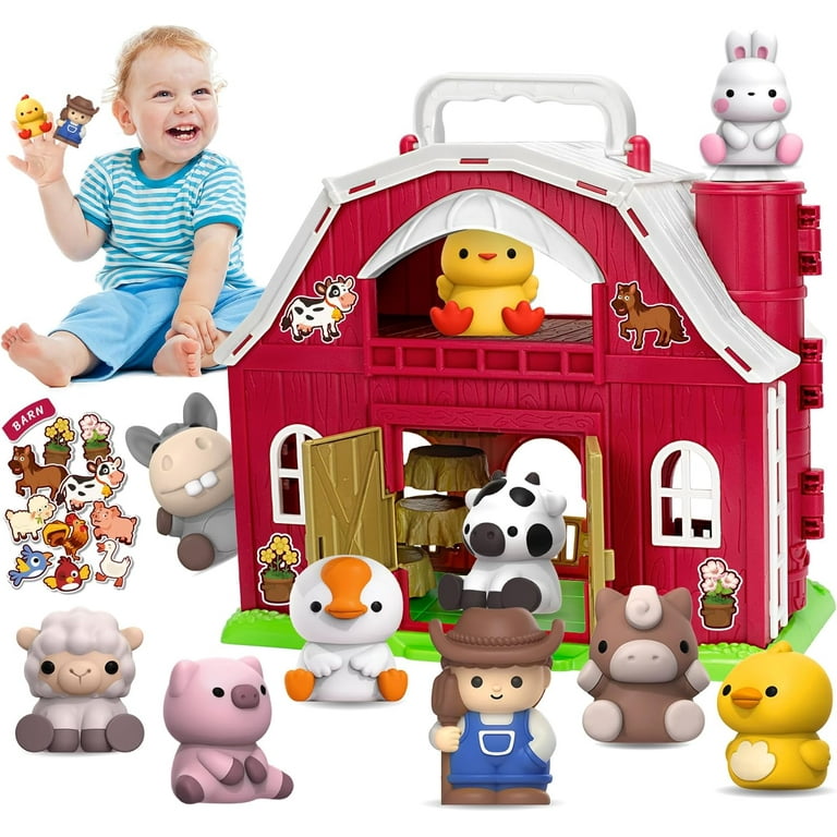Farm Animals Big Barn Toys for Year Old, Toddler Montessori