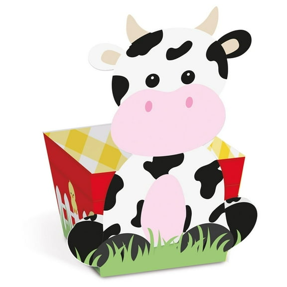 Farm Animals Birthday Cow Candy Box 2" x 2" x 1.7"- 10 Pack First Birthday| Boy Baby Shower| Farm Party Decoration| Farm Theme Birthday