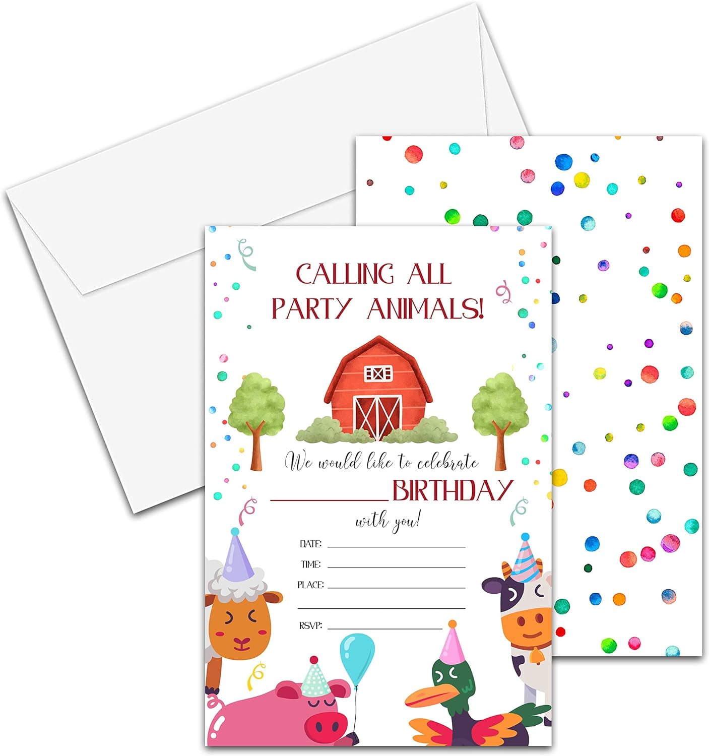 Farm Animals Birthday Invitations 20Count Barnyard Party Invites