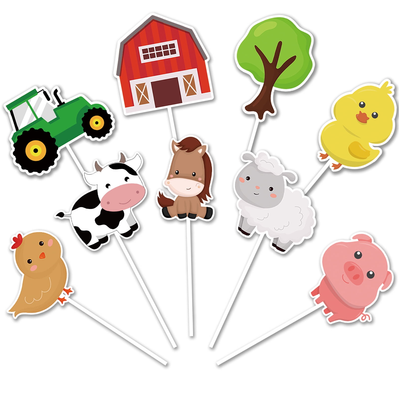 Farm Animals Cake Toppers - 27 Pieces Cake Decoration Animals Toppers Party Decorations for Children Birthday Baby Shower Barnyard Cartoon Cupcake Topper Picks Party Supplies