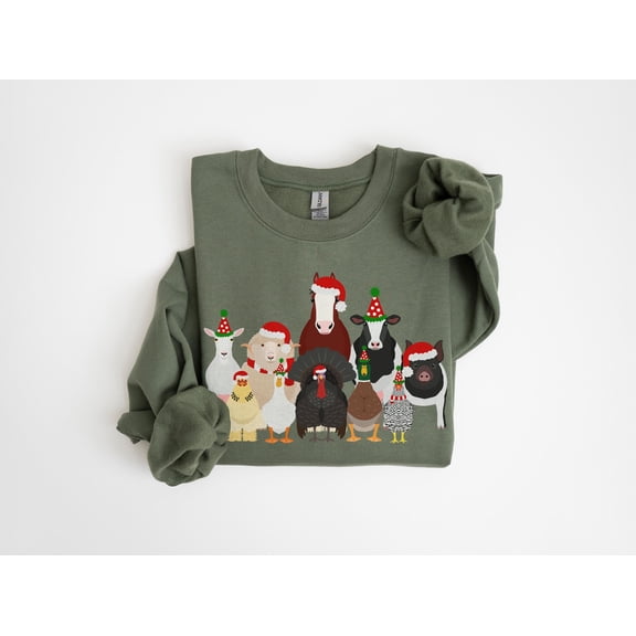 Farm Animals Christmas T-Shirt, Winter Crewneck, Barnyard Animals, Retro Christmas, Holida