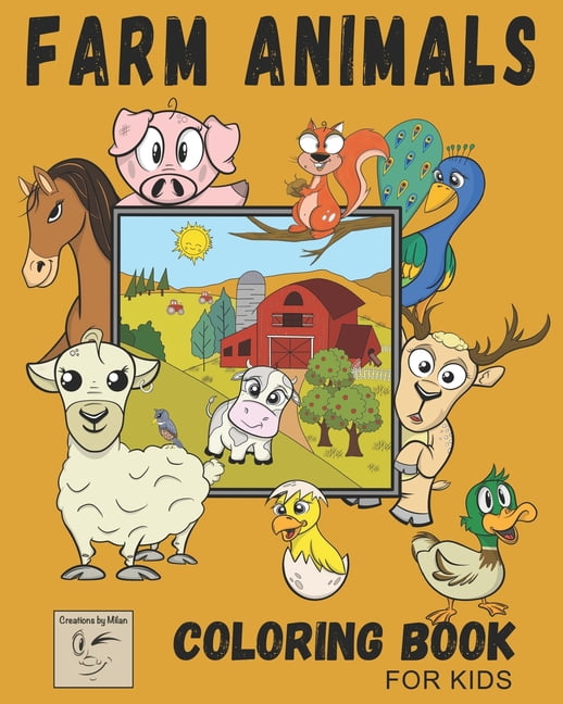 Farm Animals Coloring Book For Kids : Full-Page Illustrations of Cute Farm Animals to Color For Ages 2-6 (Paperback)