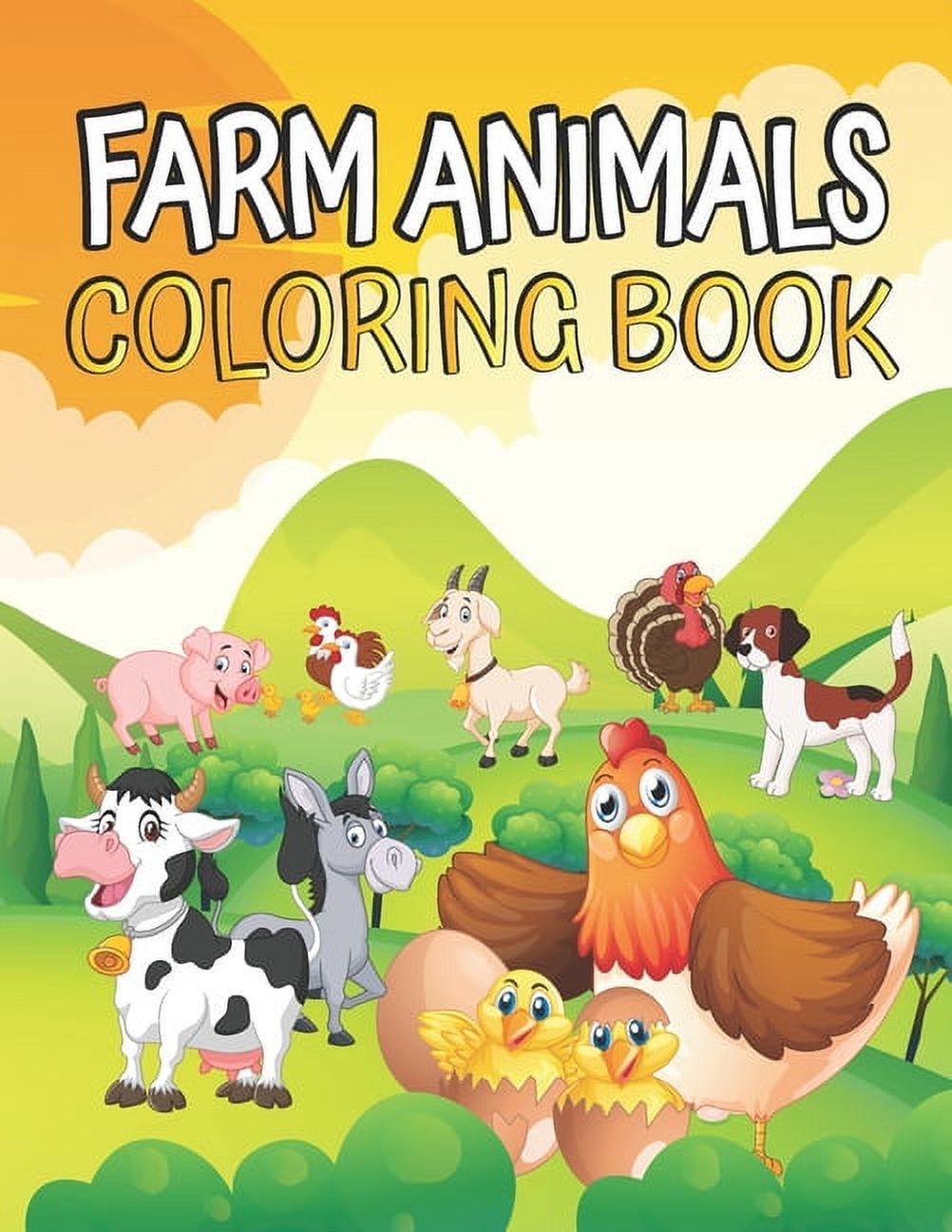 Farm Animals Coloring book: Farm Animals Coloring Book for Toddlers Ages 2-4 - Cow Horse Chicken Pig and Many More - Big Simple and Fun Designs Farm Animals Learn and Coloring Book, (Paperback) - image 1 of 1