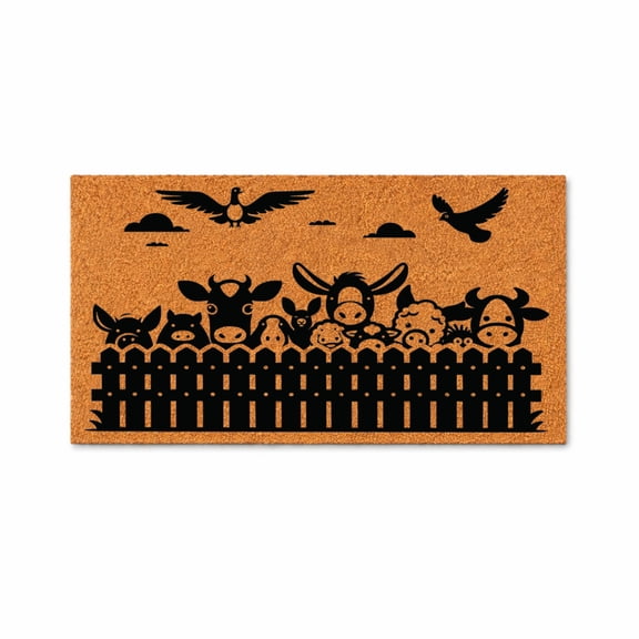 Farm Animal Fence Doormat, Outdoor Entryway Welcome Mat (16x24 inches) WoodByStu 6153