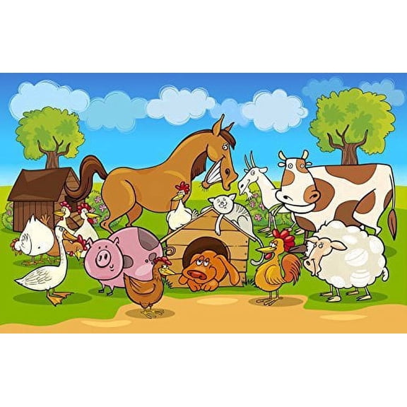 Farm Animals Edible Image Icing Cake Topper for Quarter Sheet Cake, by TNCT