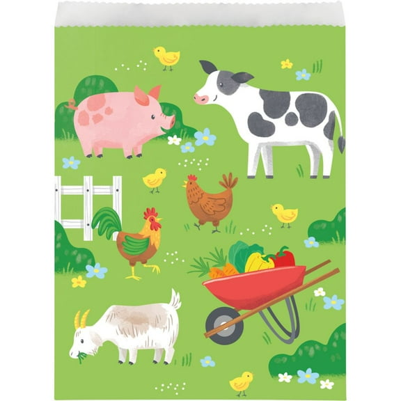 Farm Animals Favor Bags 8 Per Pack