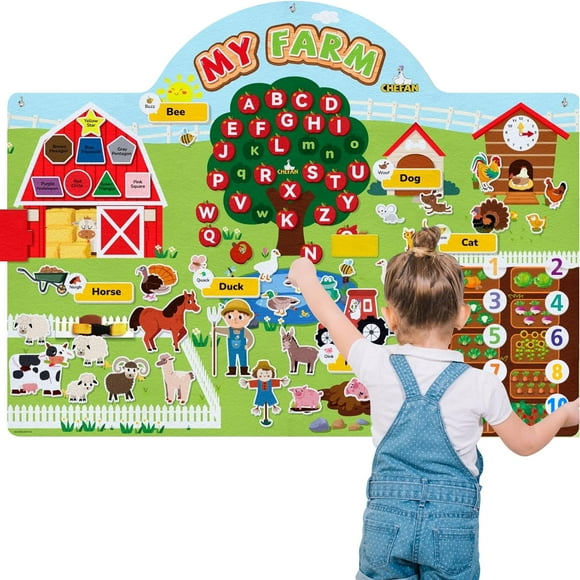 Montessori Toys for Toddler Girls Boys 1 2 3 4 5 Year Old, Farm Animals Felt Story Board Set, Learning Toys for Toddler 1-3