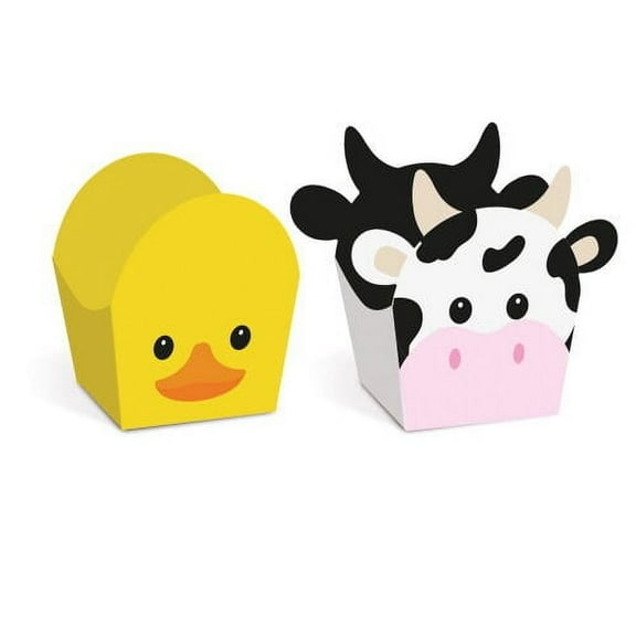 Farm Animals Mini Candy Truffle Holder Duck/Cow 1 x 1 x 0.7 Inches Approx. - 24 Pack | Farm Theme Party, Farm Birthday Boy, Party Supplies