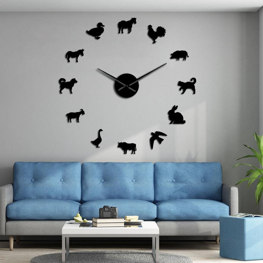 Farm Animals Nursery Decor DIY Giant Wall Clocks Country Barn Animal ...