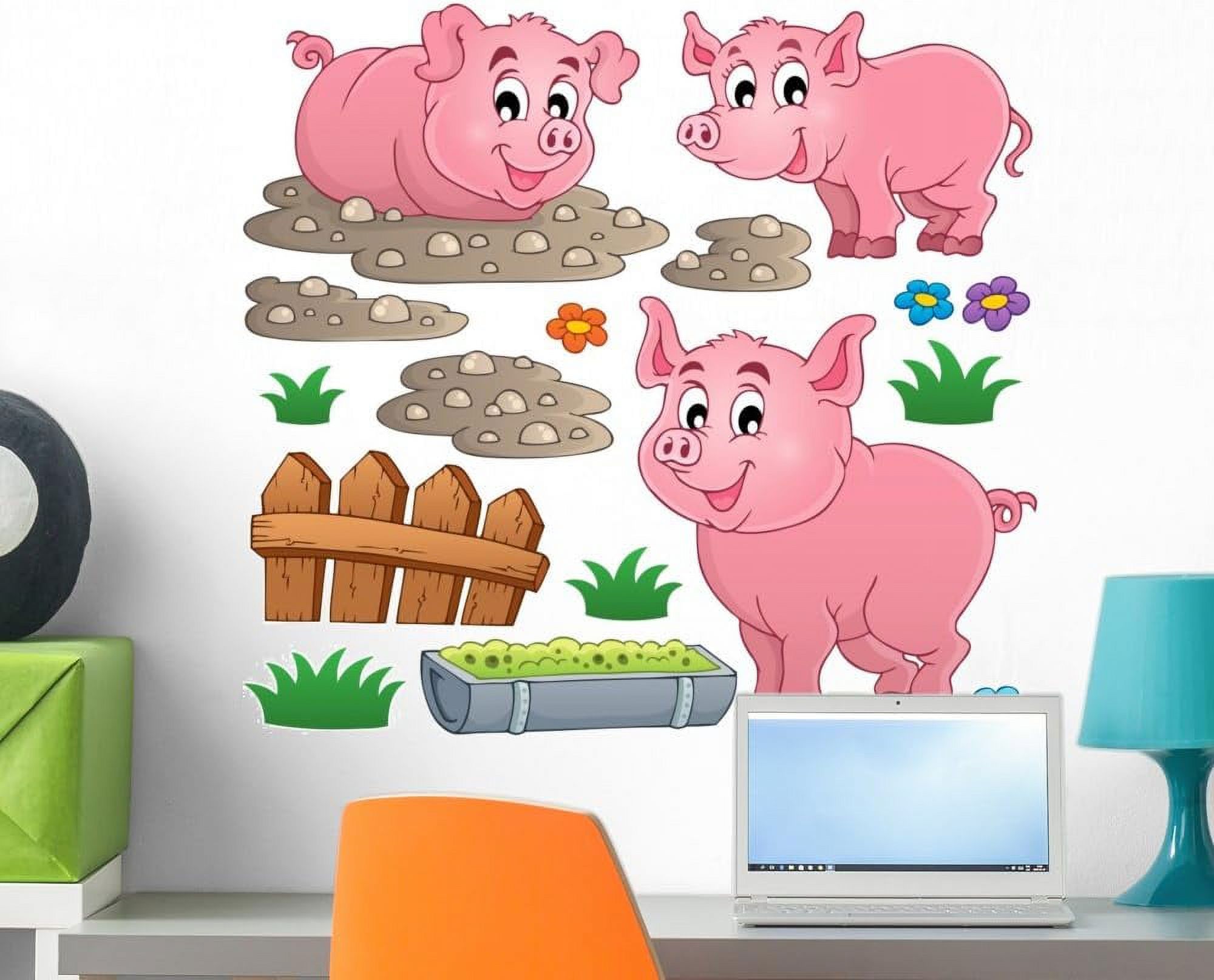 Farm Animals Pig Wall Decal Sticker Set Individual Peel And Stick On A
