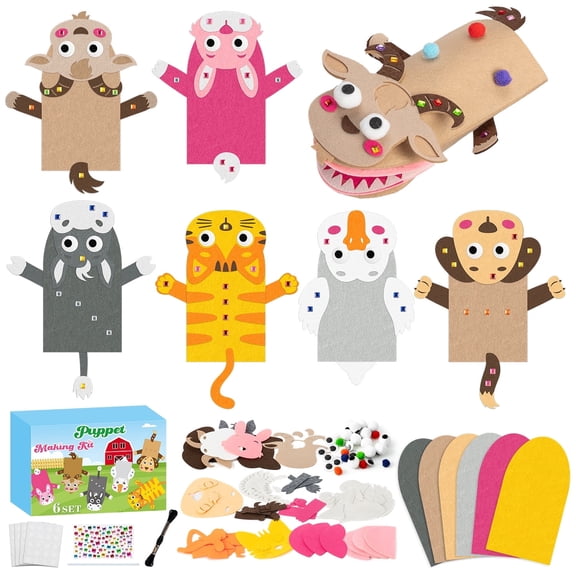 MALLMALL6 Farm Animals Puppet Making Craft Kit for Back to School Story Sharing Party