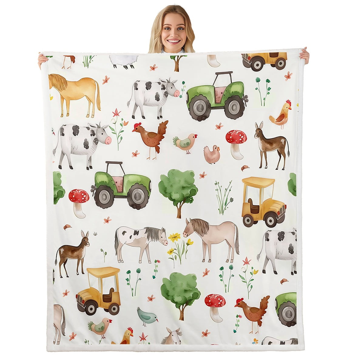 Country Farm Sherpa Blanket Cozy Throw main image 0