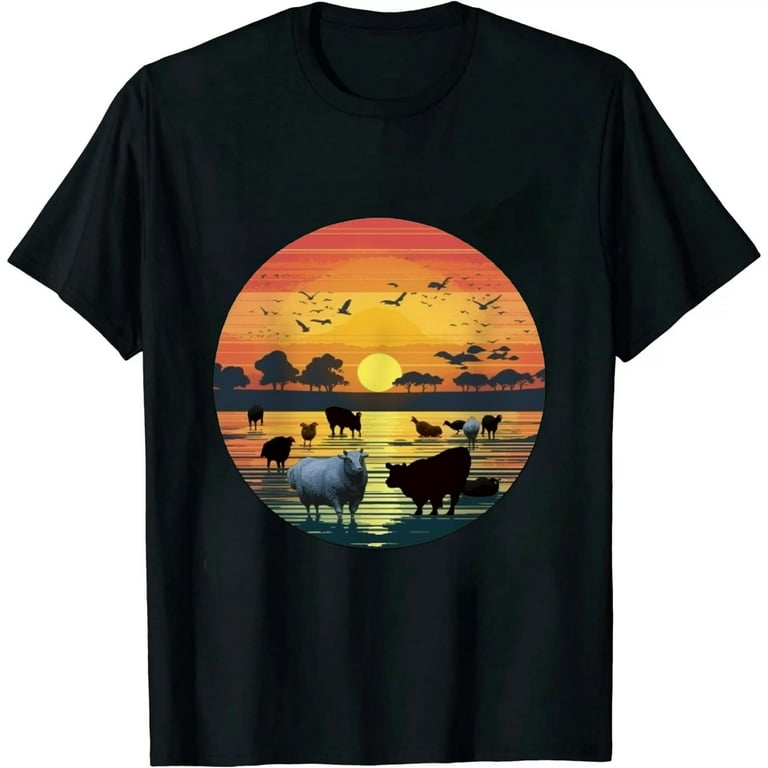 Farm Animals Shirt. Retro Cow, Pig, Chicken & Duck T-Shirt Farm Animals Shirt. Retro Cow, Pig, Chicken & Duck T-Shirt