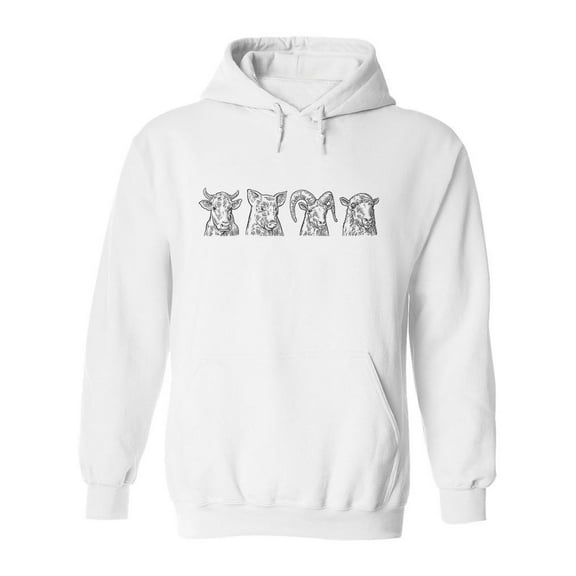 Farm Animals Sketch Hoodie Men -Image by Shutterstock, Male x-Large