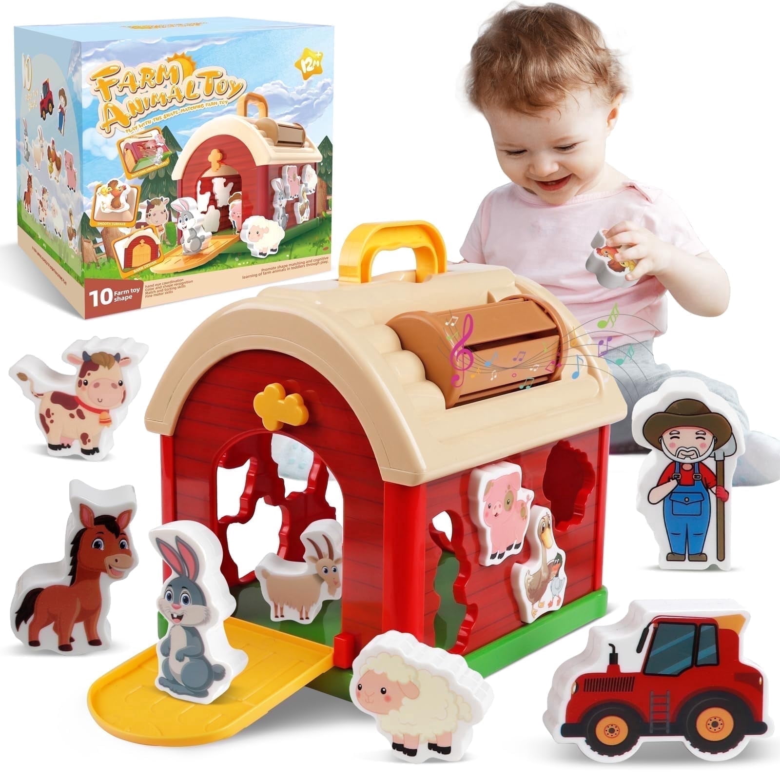 ANTIC DUCK Toddler Toys, Toys for 1  Year Old, Farm Animals Toys, Learning Montessori Toys, Christmas Birthday Gift for Baby Kids Toddlers Age 12- 24 Months