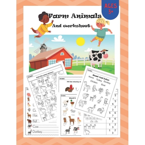 Farm Animals: Tracing, Counting, Coloring, Reading Practice workbook for Pre K, Kindergarten and (Paperback) by Sarah Oan
