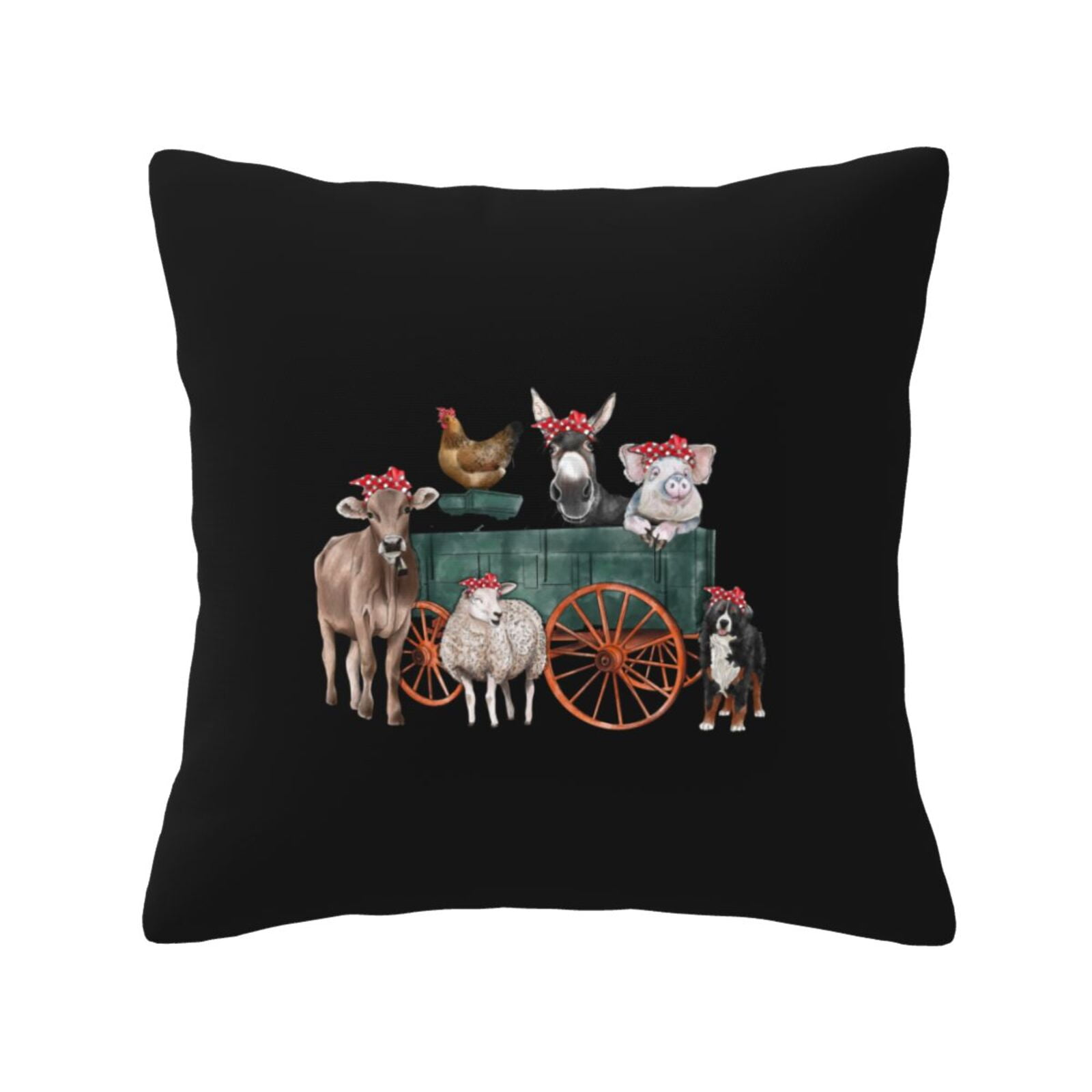 Farm Animals Wagon Throw Pillow Cases Home Decor Cozy Cushion Covers