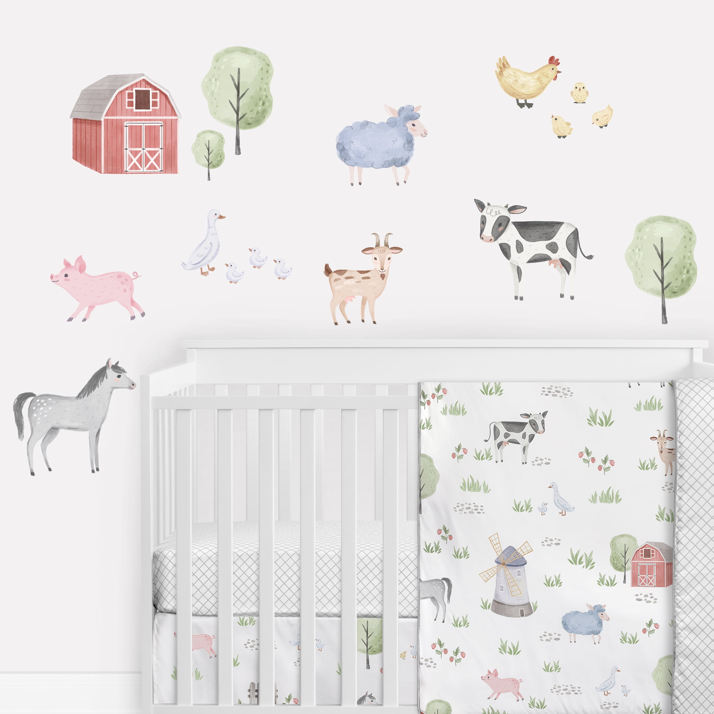 Farm Animals Multicolor Peel and Stick Wall Decal Set