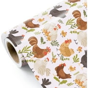 Farm Animals Wrapping Paper Roll 23x58 Inch Farm Animal Chicken Hens Design Gift Wrap Paper for Farm Party, Barnyard Birthday, Baby Shower