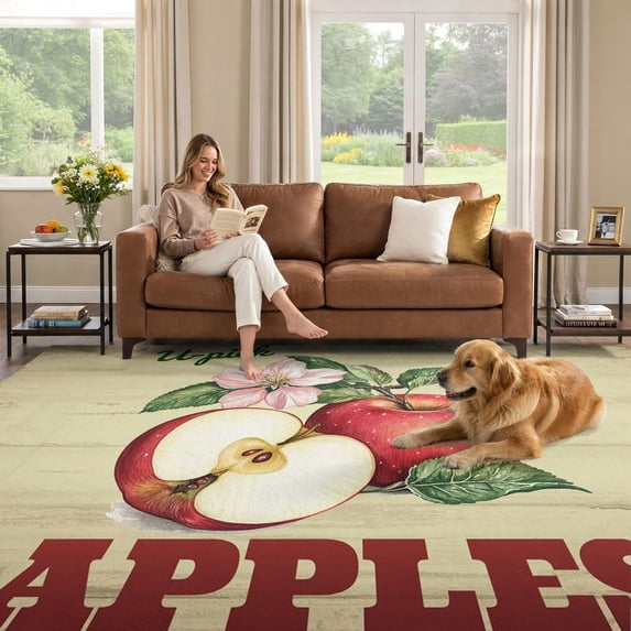 Farm Apples Floral Leaf 6x9 Area Rug Living Room Rugs Art Vintage ...