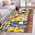 thumbnail image 1 of Farm Area Rugs 4x6 ft Vintage Farmhouse Donkey Pig Cow Sunflower Leaf Wood Fence Black Plaid Washable Rug Non Slip Indoor Carpet Absorbent Floor Mat for Living Room Bedroom Dining Room, 1 of 9