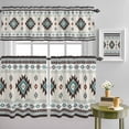 thumbnail image 1 of Farm Aztec Bohemian Geometric Curtain Tier and Valance Set 3 Piece, Green Brown Ethnic Wind 3-inch Rod Pocket Window Tier Curtains Valance for Kitchen Living Room, 1 of 9