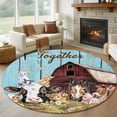 thumbnail image 1 of Farm Barn 8FT Round Area Rugs for Living Room Cow Pig Horse Sheep Farmhouse Animal Wood Board Ultra-Thin Non-Slip Round Rugs Machine Washable Low Pile Circle Carpet for Bedroom Kitchen Nursery, 1 of 9