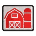 thumbnail image 1 of Farm Barn with Silo Applique Multi-Color Embroidered Iron-On Patch - 3.5 Inch Large, 1 of 5