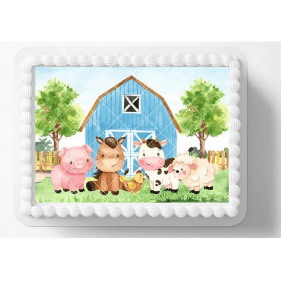 Farm Barnyard Animals Baby Shower Edible Image Cake Topper, by ToriBellas Designs