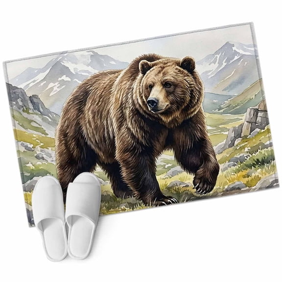 Farm Bear Bathroom Rug Washable 2x3 Entryway Rug Non Slip Mountain Lodge Farmhouse Forest Wilderness Front Door Mat Low Pile Indoor Doormat Throw Floor Carpet for Kitchen Bedroom Entrance