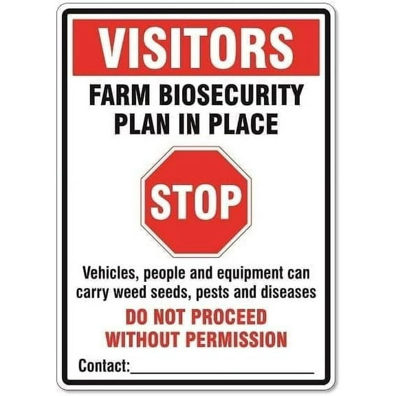 Farm Biosecurity Plan In Place Sign Farming Signs Biosecurity Signs Metal Tin Sign 12x16 Inches Caution Danger Safety Security Warning Notice Signs