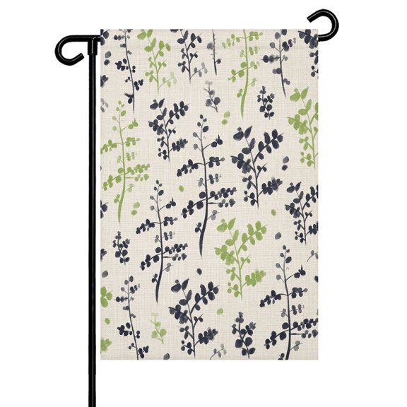 Farm Black Green Leaves Garden Flag 12x18 Inch Country Style Plant Leaf Retro Linen Double Sided Small Decorative Garden Flags for Outside, Outdoor Yard Porch Lawn Decoration