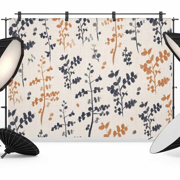 Farm Black Orange Leaves Photography Backdrop 7x5FT, Country Style Leaf Floral Retro Linen Photo Backdrops, Background for Photography Studio Photo Studio Background, Back Drop for Photoshoot