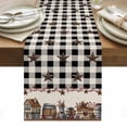 thumbnail image 1 of Farm Black Table Runner - 60 Inch Long, Kitchen Dining Table Runner Dresser Scarves, Brown Western Texas Star Plaid Country Berry Farmhouse Decor for Coffee Tables Wedding Party Banquet, 1 of 8