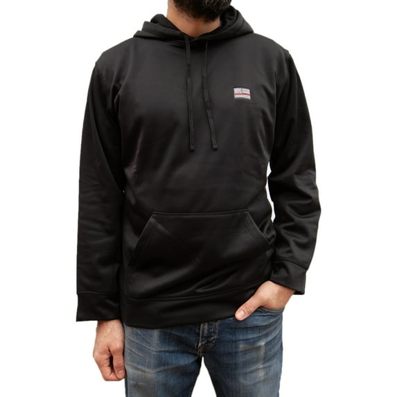 Farm Blue Mens Black Protector Pullover Hoodie - First Responders Flag - XL