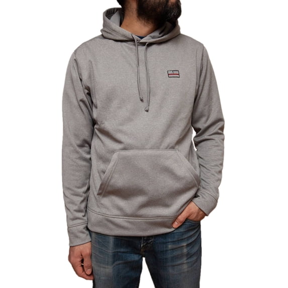 Farm Blue Mens Grey Protector Pullover Hoodie - First Responders Flag - Large