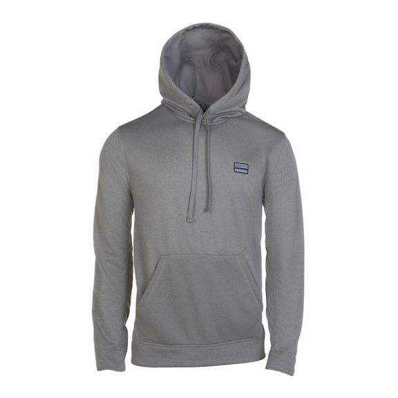 Farm Blue Mens Pullover Hoodie - Featuring Blue Lives Matter Flag - Navy Gray - Large
