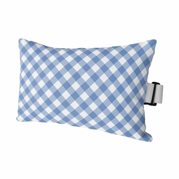 Farm Blue White Buffalo Plaid Outdoor Pillow for Chaise Lounge Chair,Spring Easter Day Waterproof Headrest Lumbar Pillows with Insert&Elastic Strap for Patio Pool Garden Chairs Decor,1 Pack