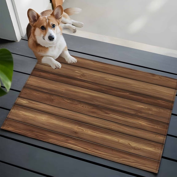 Farm Brown Wood Grain Front Door Rugs 2x3 ft Country Style Rustic Wooden Texture Small Rug for Entryway Non Slip Washable Bathroom Door Mat Absorbent Floor Mat for Indoor Entrance