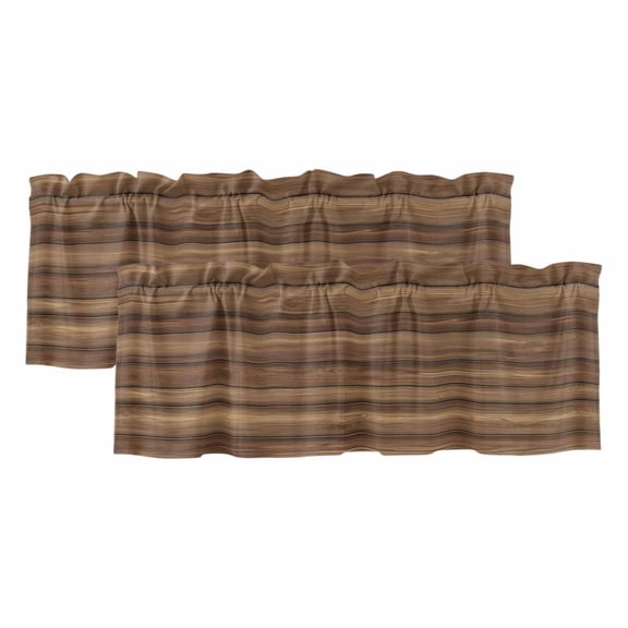 Farm Brown Wood Grain Window Valance, Country Style Rustic Wooden Texture 2 Pack Decorative Curtain for Small Windows, Light Filtering Valance with 3” Rod Pocket, 42"W x 12"L