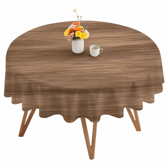 Farm Brown Wooden Texture Round Tablecloth 60 inches Country Style Rustic Wood Grain Waterproof Oil-Proof Table Cloth Round Table Cover for Holiday Party Picnic Dinner Decor Indoor and Outdoor Use
