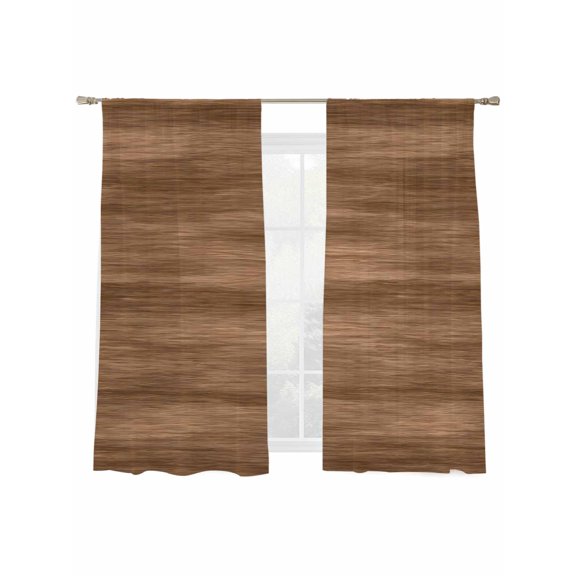 Farm Brown Wooden Texture Sheer Curtains 2 Panels Set Country Style Rustic Wood Grain Sheer Window Curtains Light Filtering Rod Pocket Voile Drapes for Bedroom Living Room 52"x63"
