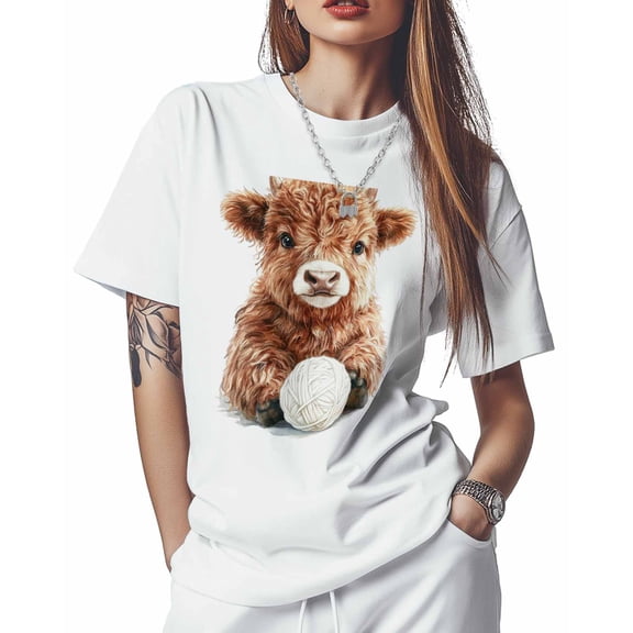 Farm Brown Yak Womens T Shirts Short Sleeve Cotton Crewneck T-Shirt Graphic Tees, Casual Tops Tshirt for Women Teen Girls